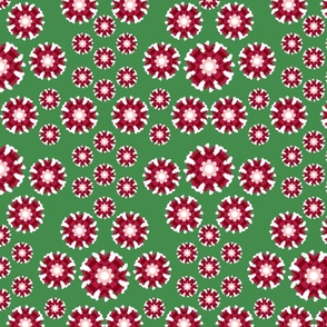 Christmas Snowflake Floral, Green Background, Red, White Pink, Floral, 4800, v01–snow, flake, merry, Christmas, holiday, Noel, joy, tablecloth, sheets, kid, teen, tween, bedding, blanket, curtain