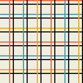 Bauhaus Windowpane Check | Ivory Multi | X-Large