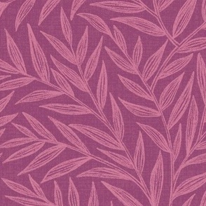 Textured Blush Leaves - Dark Pink Bkgrd - Regular Scale