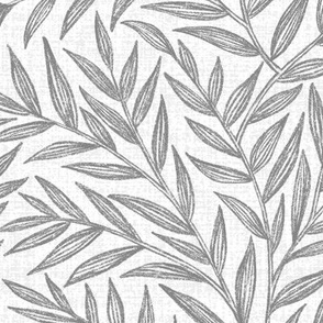 Textured Leaves - Gray - Regular Scale