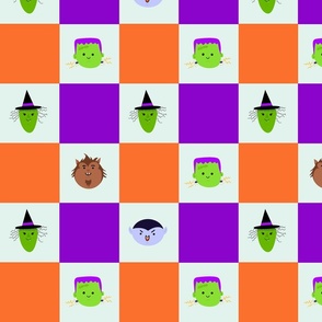 Cute Monster Checkered Pattern