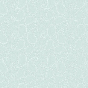 White Paisley on Seaglass Green / Blue - SMALL