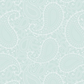 White Paisley on Seaglass Green / Blue - LARGE