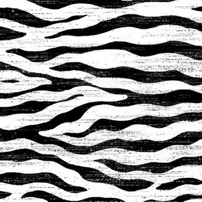 large tiger wave horizontal in black and white linen