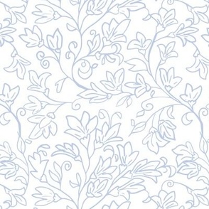 Indian hand drawn simple floral pastel forget-me-not blue on white