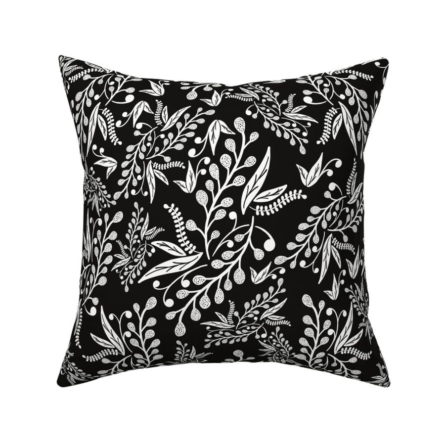 Leaves and Flourishes (White and Black)