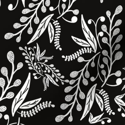 Leaves and Flourishes (White and Black)