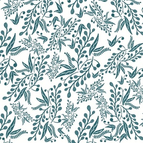 Leaves and Flourishes (Teal)