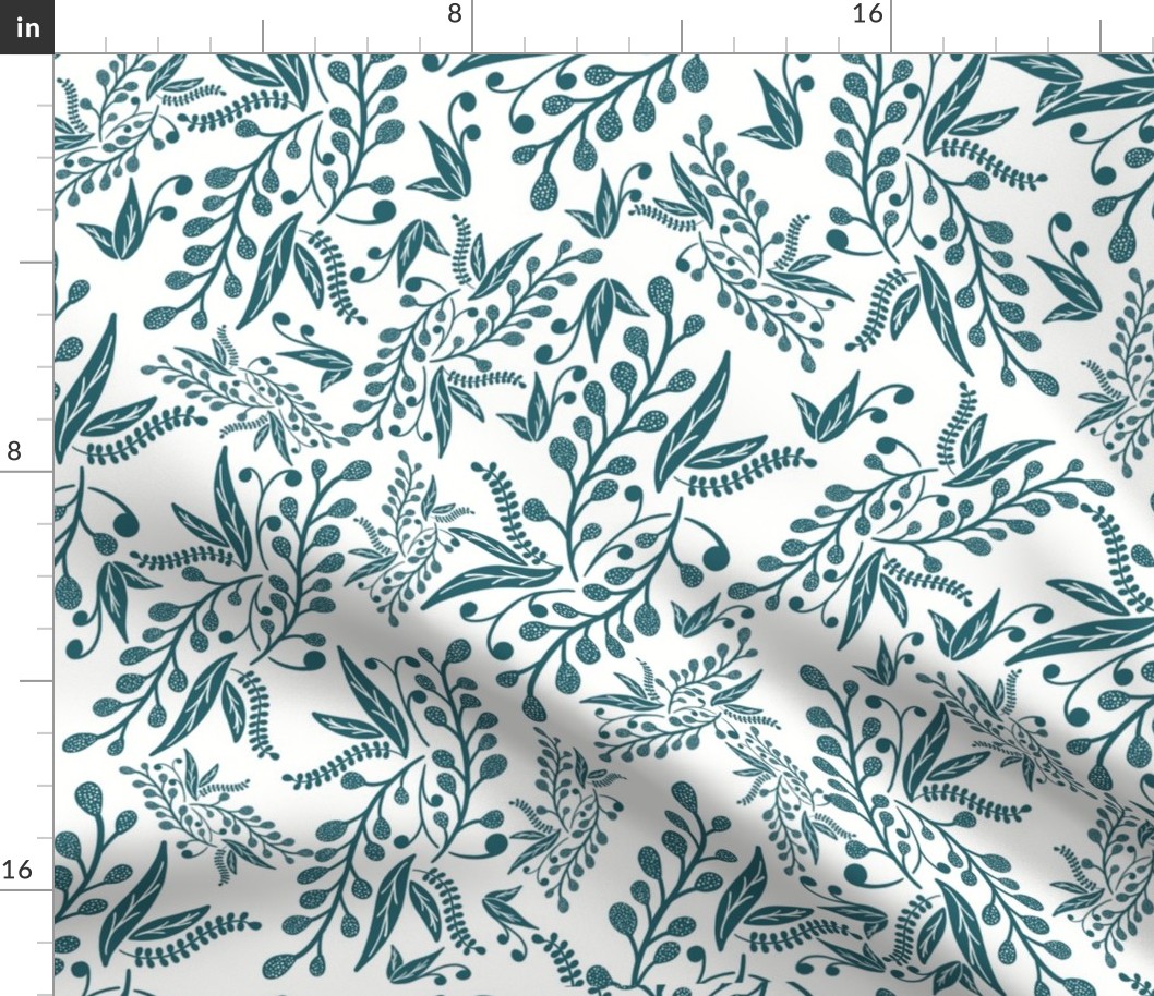 Leaves and Flourishes (Teal)