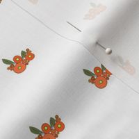 floral flora -orange on white 