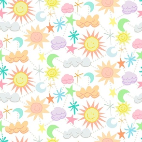 Children’s Celestial Dreams Repeating Pattern in pastel colors