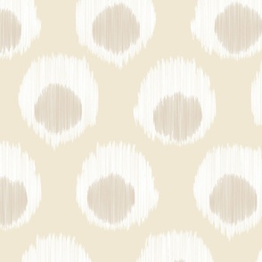 Large ikat neutral double dot - warm silver gray off white cream and white
