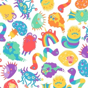 Rainbow Monsters | Funny Kidcore Rainbow Halloween Monster Print for Kids