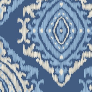 large decorative diamond geometric soleil ikat- sapphire cobalt  and sky blue and off white