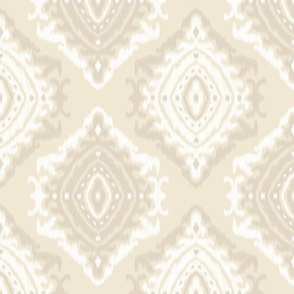 medium decorative diamond geometric soleil ikat - neutral warm silver gray off white cream and white