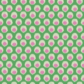 small  ikat  preppy peacock double dot- kelly green and bubblegum pink