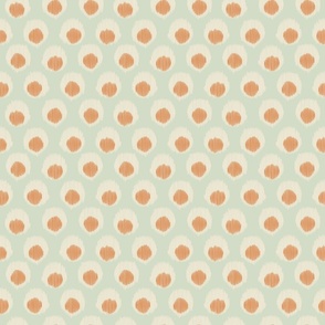 small ikat boho coastal double dot- soft muted sea glass mint green blue and apricot tan brown