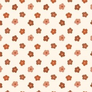 MINI Boho Fall Floral fabric - rust_ apricot_ minimal_ neutral boho 2in