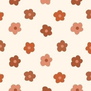 XSMALL Boho Fall Floral fabric - rust_ apricot_ minimal_ neutral boho 4in