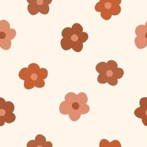 SMALL Boho Fall Floral fabric - rust_ apricot_ minimal_ neutral boho 6in