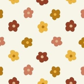 XSMALL Boho Fall Floral fabric - mustard_ apricot_ yellow_ boho. neutral 4in