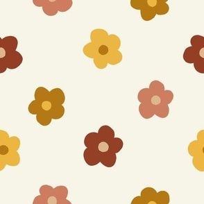 MEDIUM Boho Fall Floral fabric - mustard_ apricot_ yellow_ boho. neutral 8in