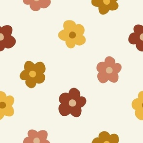 LARGE Boho Fall Floral fabric - mustard_ apricot_ yellow_ boho. neutral 10in