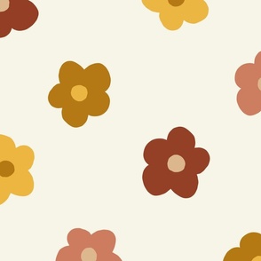 JUMBO Boho Fall Floral fabric - mustard_ apricot_ yellow_ boho  neutral