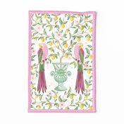 ciao bella parrot tea towel/pink