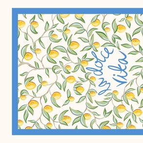 la dolce vita lemons tea towel/blue