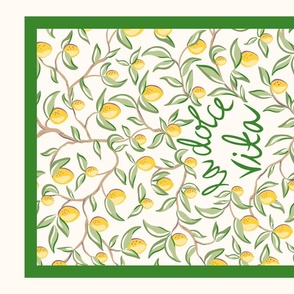 la dolce vita lemons tea towel/green
