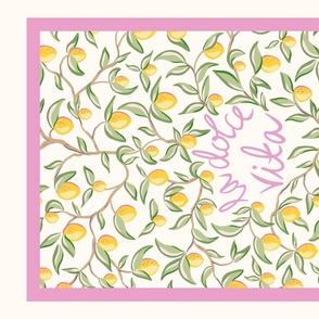 la dolce vita lemons tea towel/pink