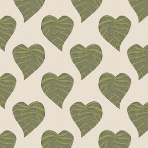 heart shaped tropical leaf Sage Beige