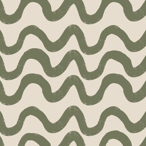 Tropical Wiggly Lines Sage Beige