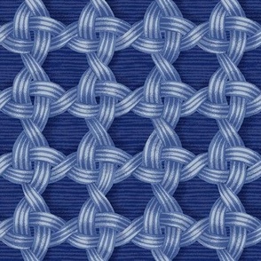 woven rattan basketweave / nautical beach / medium scale ultramarine tonal blues