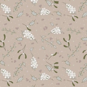 Small // Tiny - Tossed Winter Floral - Taupe 