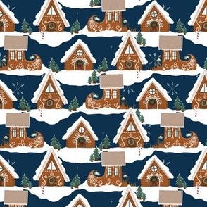 Small // Tiny -  Gingerbread Village - The Night Before Christmas Blue 