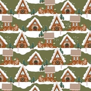 Small // Tiny - Gingerbread Village - Holy Green 