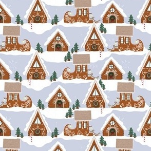 Small // Tiny  - Gingerbread Village - A Soft Winters Day Blue 