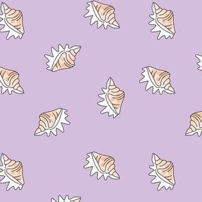 Minimalist sea shell conch design - ocean summer island vibes on lilac