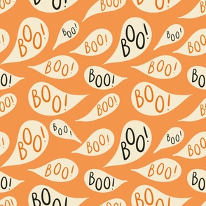 Happy-Halloween-boo-in-speech-bubbles-in-soft-vintage-orange-XL-jumbo-scale-for-wallpaper _NEW