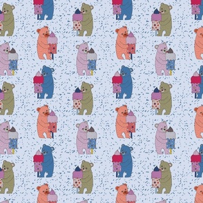 3 inch Adorable Ice-Cream Bear, Multicoloured on Textured  Light Blue Background