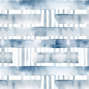 Blue Watercolor Stripes Horizontal and Vertical