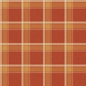 SMALL Autumn plaid fabric - holiday rust orange yellow plaid check tartan 6in