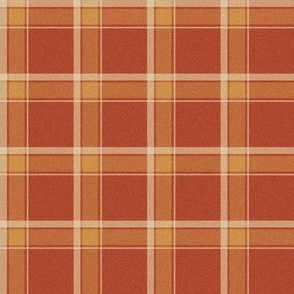 LARGE Autumn plaid fabric - holiday rust orange yellow plaid check tartan 10in