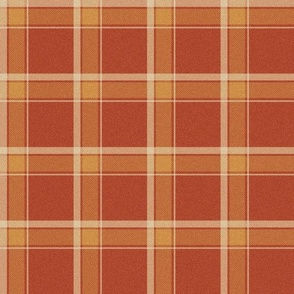 XLARGE Autumn plaid fabric - holiday rust orange yellow plaid check tartan 12in