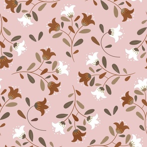 Warm Natural Colored flowers on Pink Clay Background 