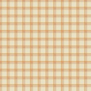 MINI Fall plaid fabric - cream and rust orange tartan check fabric 2in