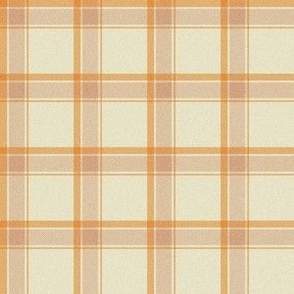 SMALL Fall plaid fabric - cream and rust orange tartan check fabric 6in