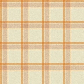 MEDIUM Fall plaid fabric - cream and rust orange tartan check fabric 8in